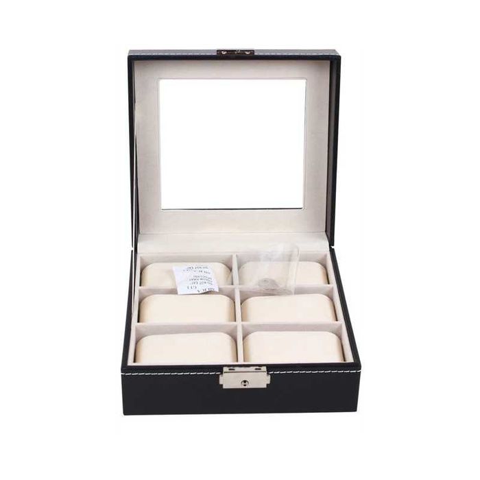 Pachet 1+1 Cutii depozitare 6 ceasuri Piele Eco patrata