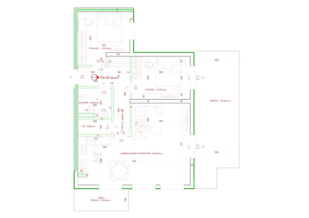 Продава се Тристаен апартамент в Варна, Военна болница - 124 кв.м за 1331 €/кв.м - Снимка #2
