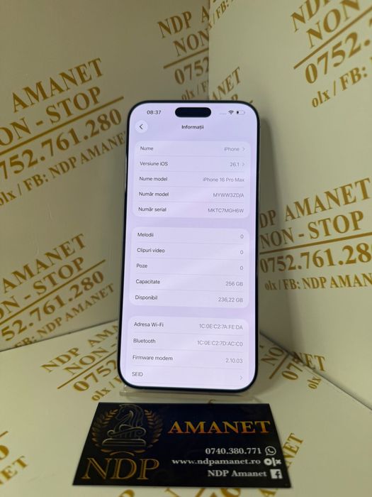NDP Amanet Braila Iphone 16 Pro Max( 46628)