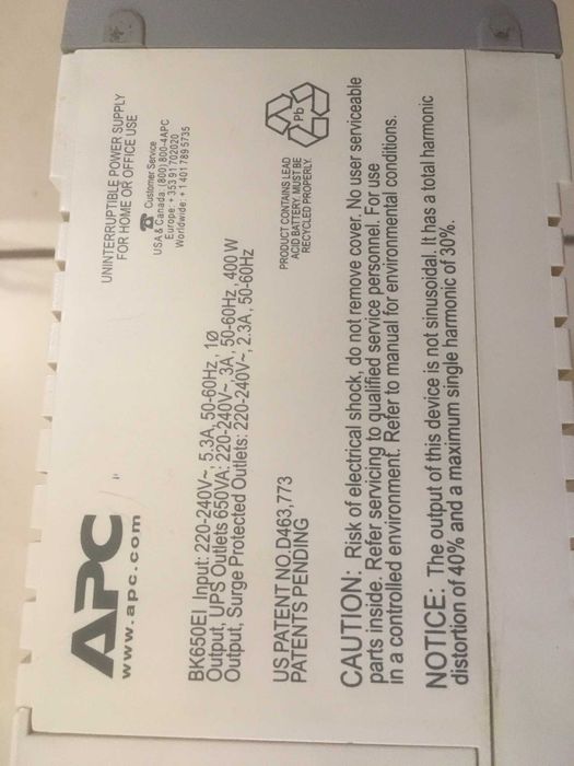 2xUPS Back-UPS CS, 650VA/400W, Made in Philippines, revizie efectuata