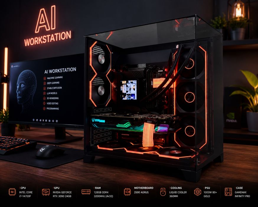RTX 3090/ 128GB DDR4/ i7 14700F cpu/  2.5TB SSD NVMe/