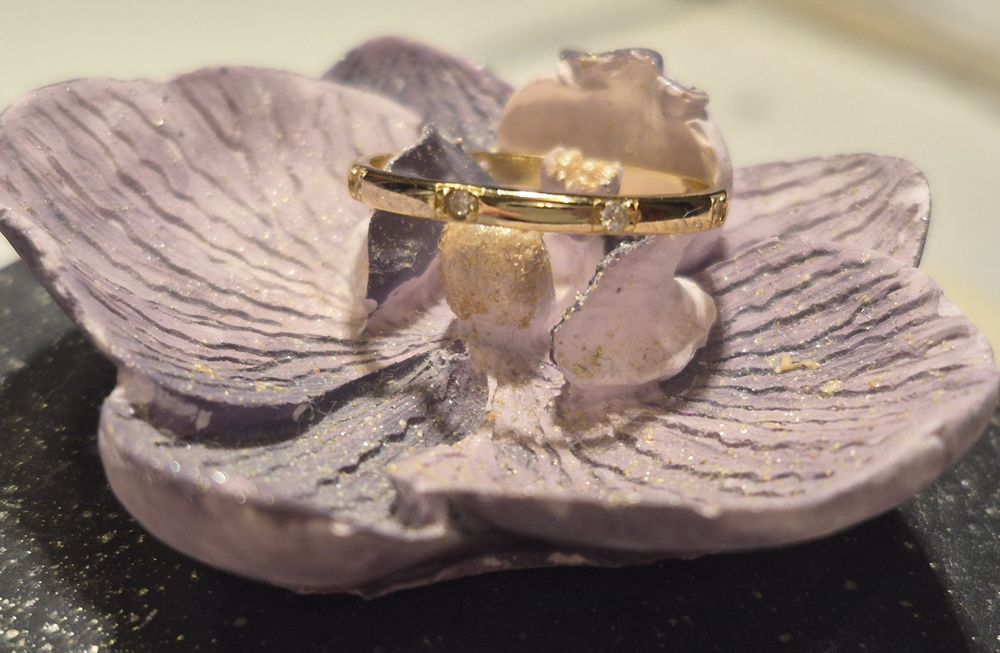 Дамска сребърна халка с позлата