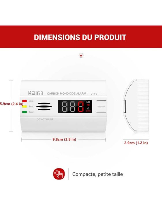 Аларма за въглероден окис Kalrin с дигитален светодиоден дисплей