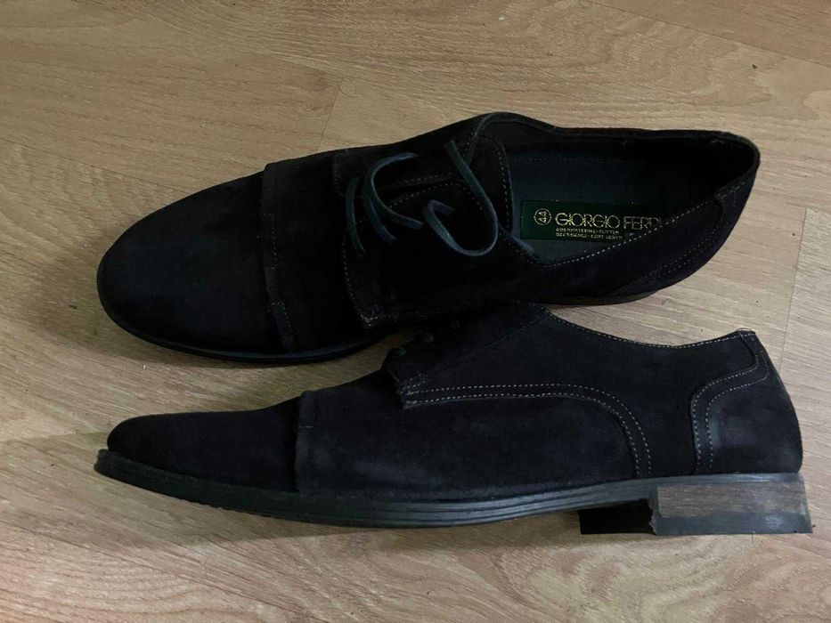 Pantofi  piele intoarsa  negri  44