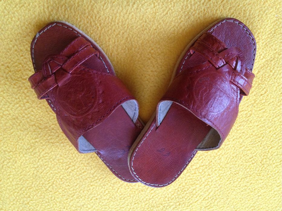 Нови летни сандали чехли 23 номер естествена кожа ръчна изработка