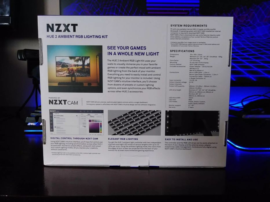 Nou NZXT HUE 2 Ambient RGB Lighting Kit V2 (21"25", 34"35" UltraWide
