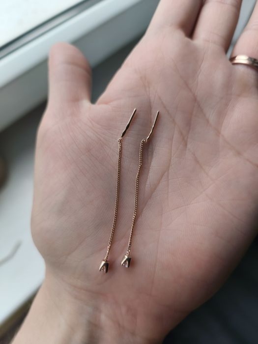 Серьги золотые 585 протяжки продевки Sokolov