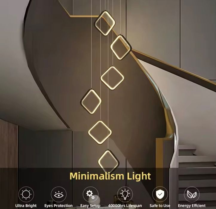 Висящи черни квадрати 86W 9 глави визящи до 3 м. за висок таван