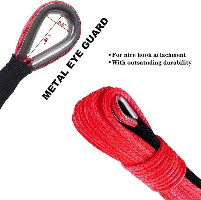 Синтетично въже за лебедка Rudimpex – 28 м / 10 мм червено