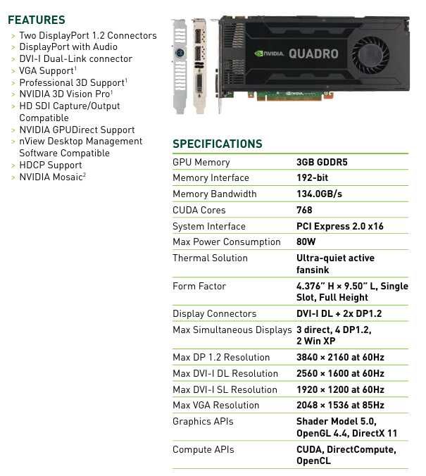 NVIDIA Quadro K4000  3GB GDDR5 192bit