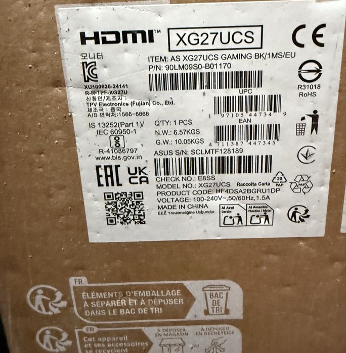 Monitor gaming ASUS XG27UCS 27” 4K / 1ms