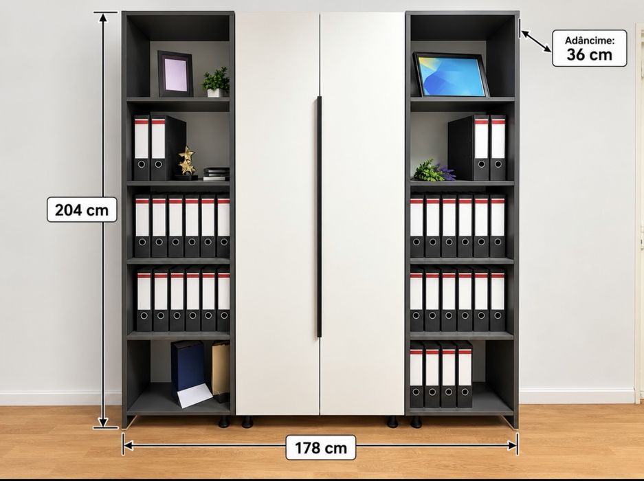 Mobilier birou modern – Recepție cu LED + Dulap – Separat sau la pachet
