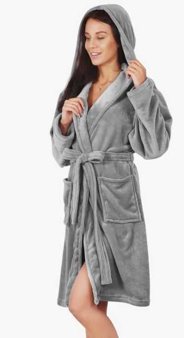 Halat de baie S Scurt pentru femei și bărbați, cu glugă,din microfibră