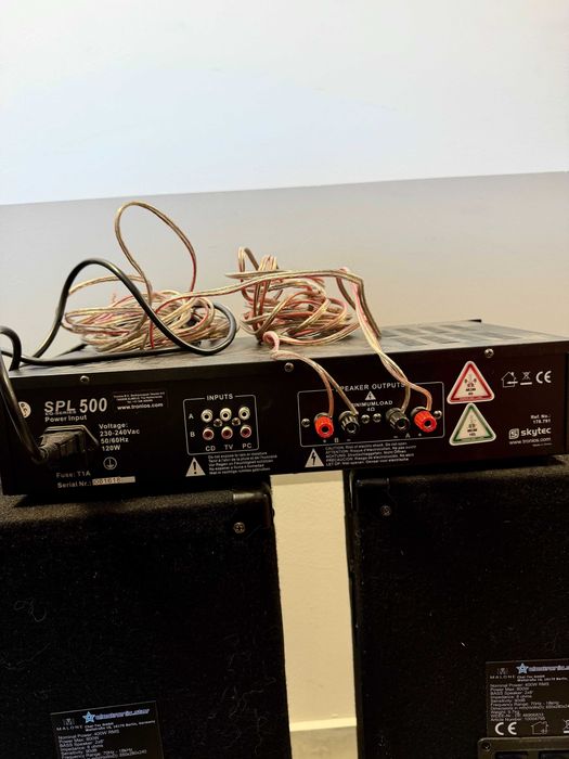 Kомплект – 2 пасивни колони Malone 800W + усилвател Skytec SPL-500 - като нов