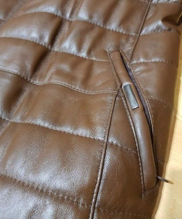 Haina matlasata piele naturala,sezonul rece,gluga detasabila blanita n