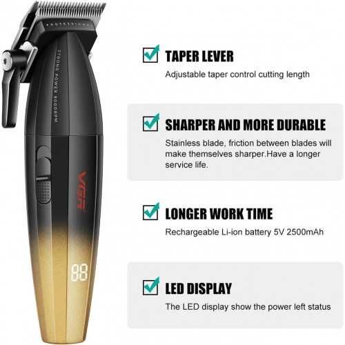 VGR 003 Машинка за подстригване Fresh , професионална машина за подстригване на коса, кабелниакумулаторни инструменти за подстригване с LED дисплей