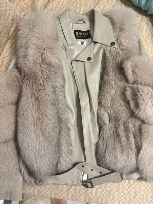 Дамско яке от естествена кожа и естествен пух