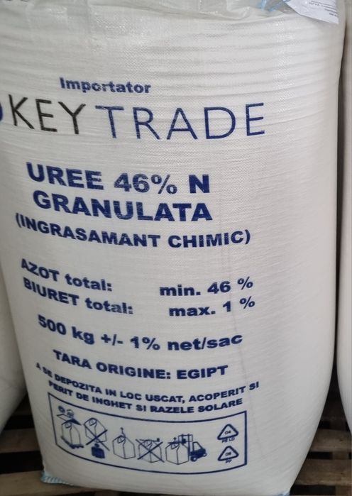 Uree granulată ambalată la 25kg, 40kg,500kg si 600kg