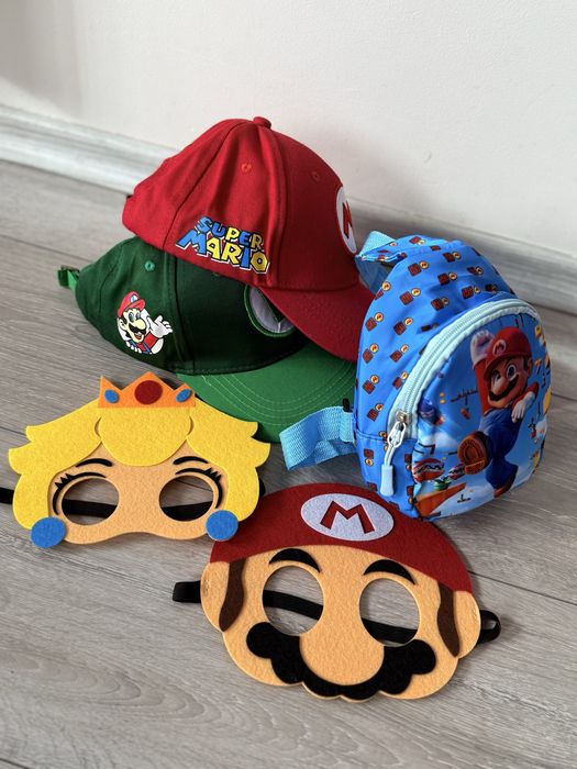 Super Mario детски сет - Раница, 2шапки и 2 маски