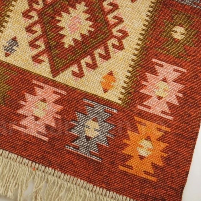 Covor traditional, calitate superioara, Bumbac ,Rosu / 80x300 cm