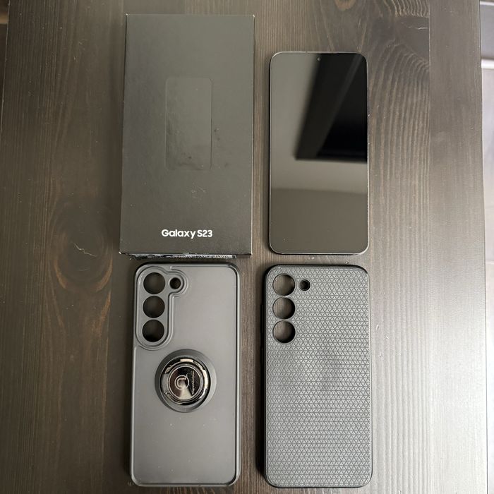 Samsung Galaxy S23, Dual SIM, 8GB RAM, 256GB, 5G, Phantom Black in cutia originala + 2 huse cadou