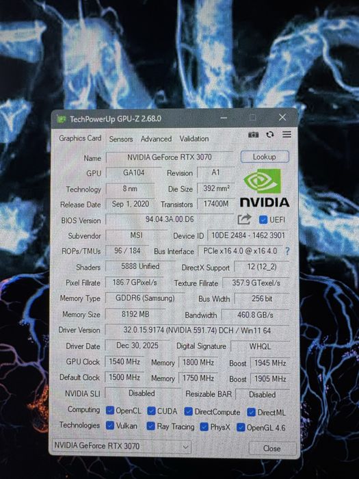 Nvidia MSI RTX 3070 suprimX aproape noua