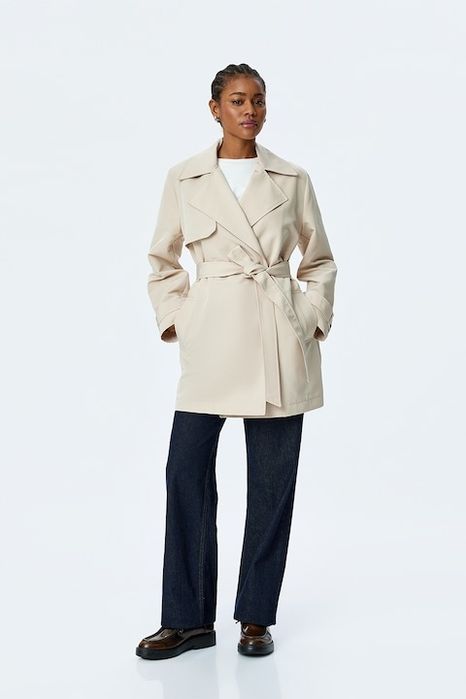 KOTON Trenci scurt cu cordon, Bej deschis, 40, 42, 44 (L, XL 2XL)