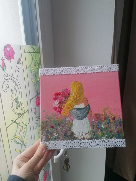 Tablou pictat în acrilic, 20/20 cm