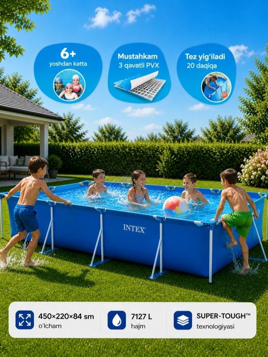 intex baseyn 4,5 metr * 2,2 metr * 84sm. inteks basen yangi