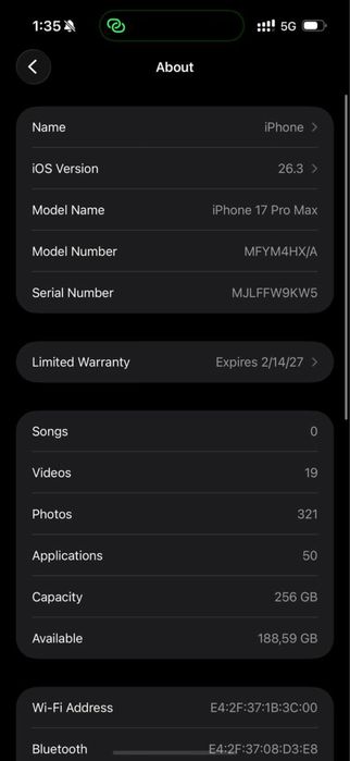 Iphone 17 PRO MAX 256GB