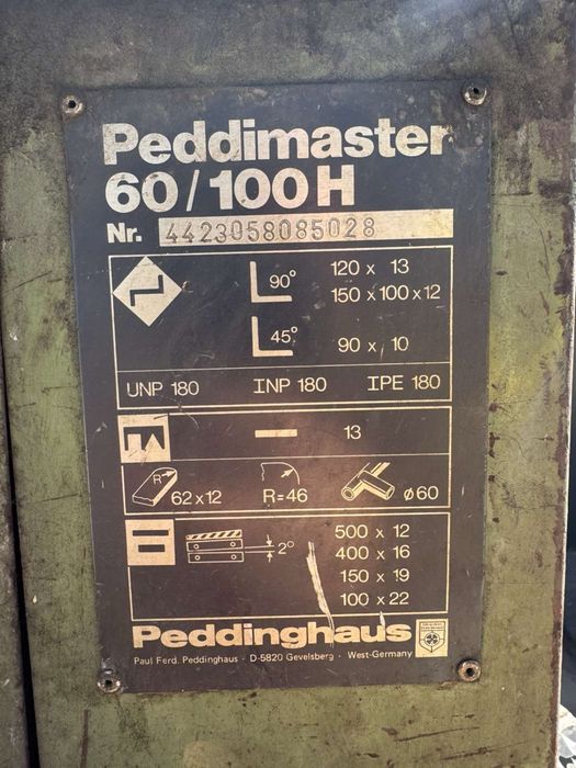 Хидравлична комбинирана ножица и щанца (профилстахlschere / ironworker) Peddinghaus Peddimaster 100/160 H