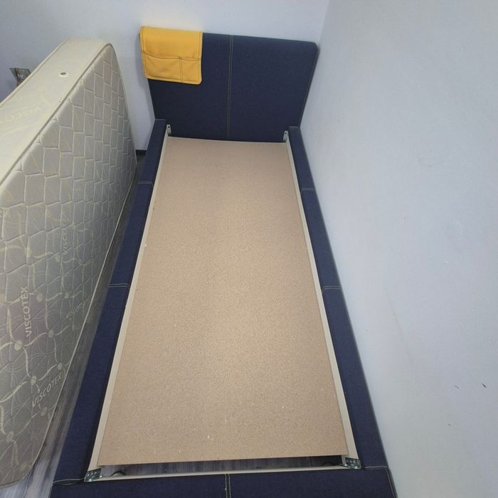Pat tapițat 90x 200 albastru navy