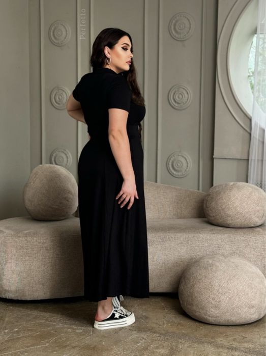 Черное повседневное платье
