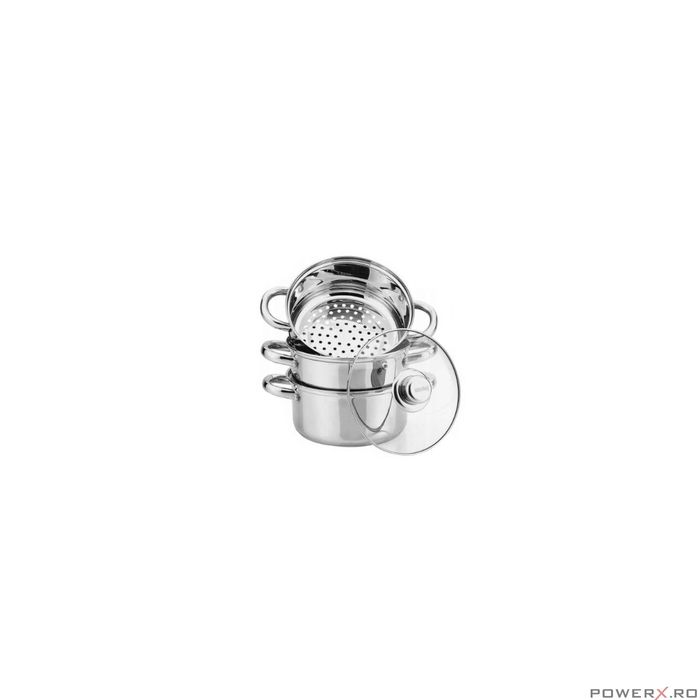 Set de 4 piese, oala pentru fiert cu abur, inox, 20 cm 3.1 litri