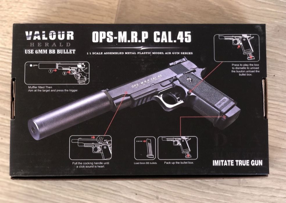 Метални пистолети с заглушител и подарък 500 бр топчета/Baretta C18/C