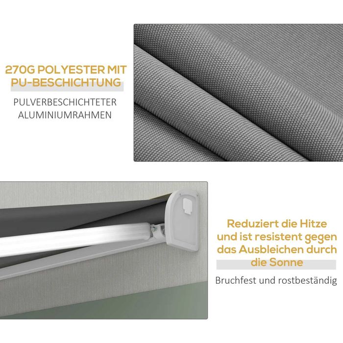 Тента Outsunny, електрическа/ръчно прибираща се,  3 x 2,5 м