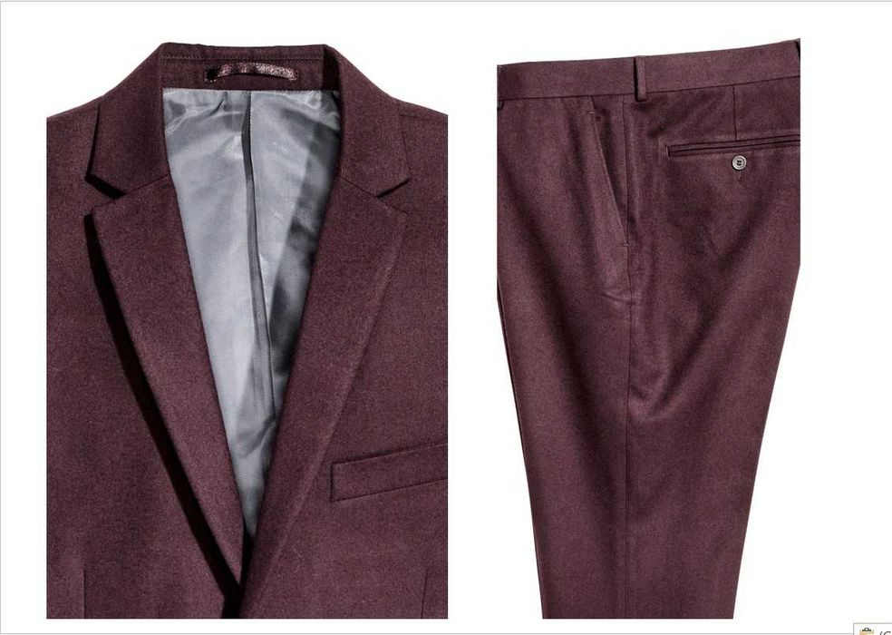 costum H&M slim fit mar. 50/52 burgund/mov inchis nou, talie=90/100 cm