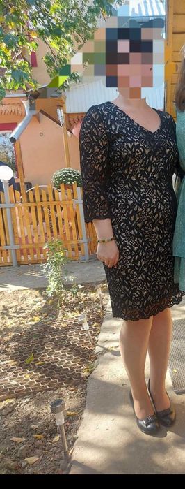 Rochie, dantela pe captuseala nude, bumbac, marime 38 - Bonprix