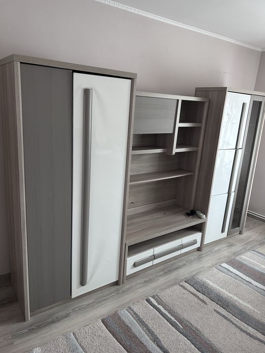 Set Mobilă Living / Set Biblioteca Modernă cu Iluminare LED