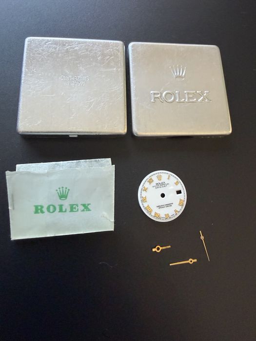 Cadran Dial  Rolex Lady Datejust , alb ceramic , indexi  cifre romane aur galben !