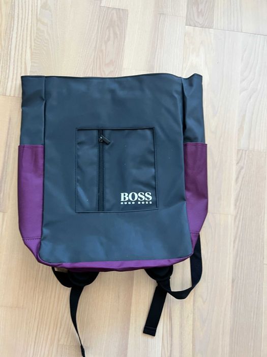 Мъжка раница за документи Hugo BOSS кожена раница за документи