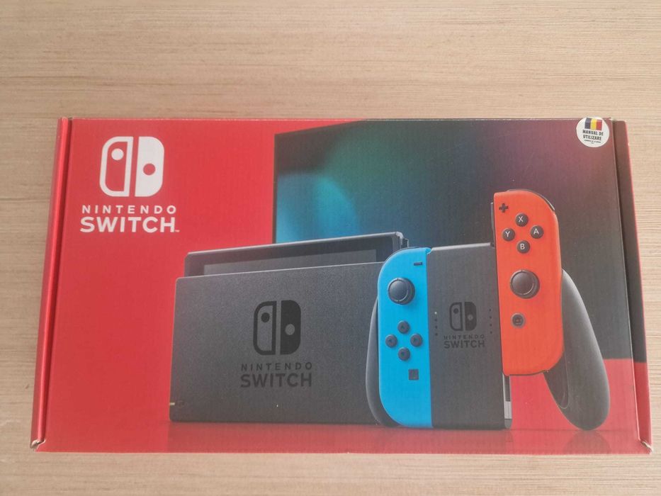 Consolă de joc Nintendo Switch completă, cutie originală, fără stick drift, stare foarte bună