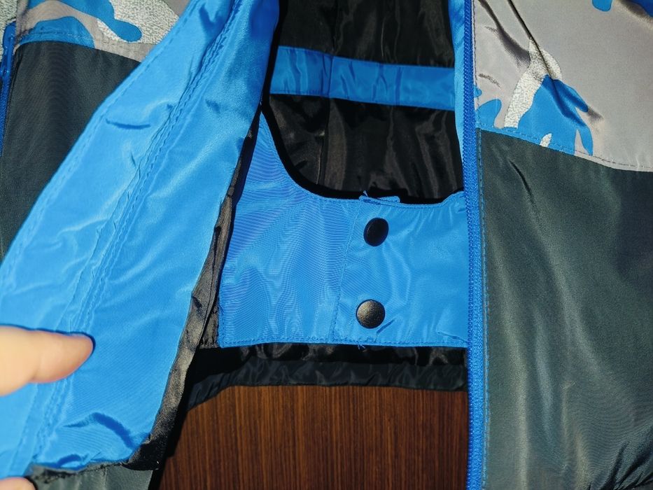 Geacă băieți ski albastru/negru/camuflaj