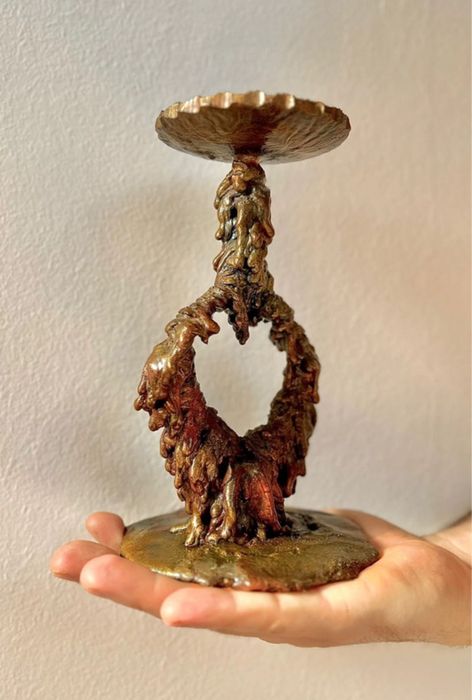 Suporturi lumânări din bronz masiv, lucrate manual