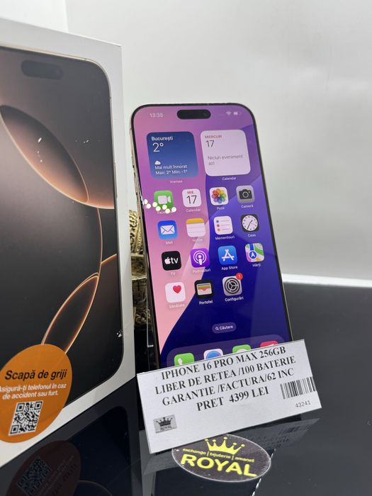 Amanet Royal: Iphone 16 Pro Max / 256gb/100 baterie /62 incarcari