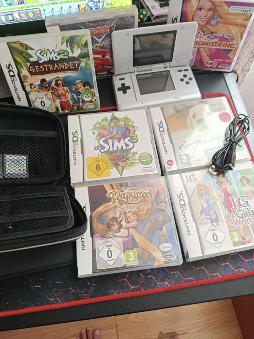 Consola Nintendo DS NTR-001 cu 9 jocuri originale cablu usb și husa