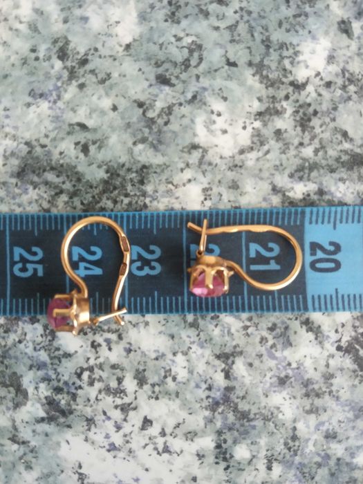 Серьги тюльпан золото 583 проба рубин СССР