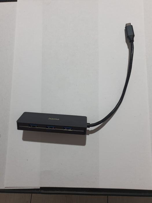 Hub USB-C Hama 4 Porturi USB 3.2 Gen 2 10Gbps (3x USB-A + 1x USB-C) Slim Aluminiu Laptop Mac PC
