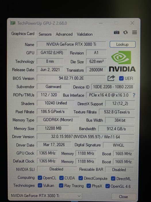 RTX 3080 Ti Gainward Phoenix 12gb