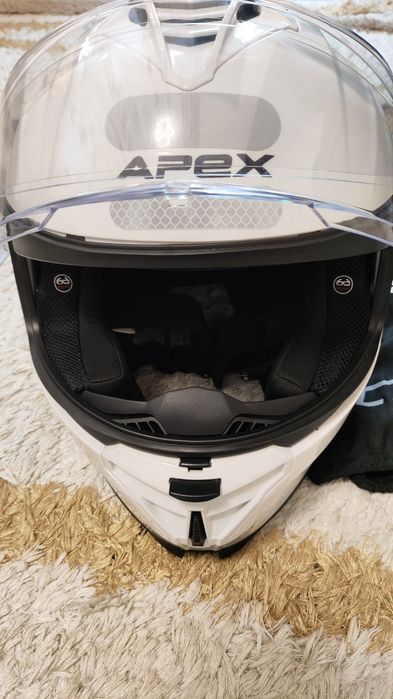 Casca moto integrala Apex FI200 alb lucios XXL